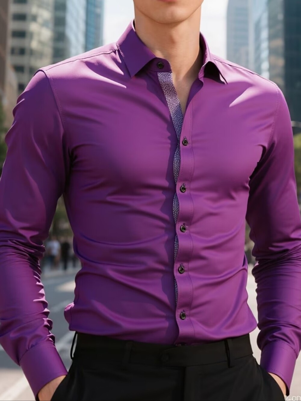 Men'S Reversible Business Casual Shirt - Two-Tone Button-Up Dress Shirt